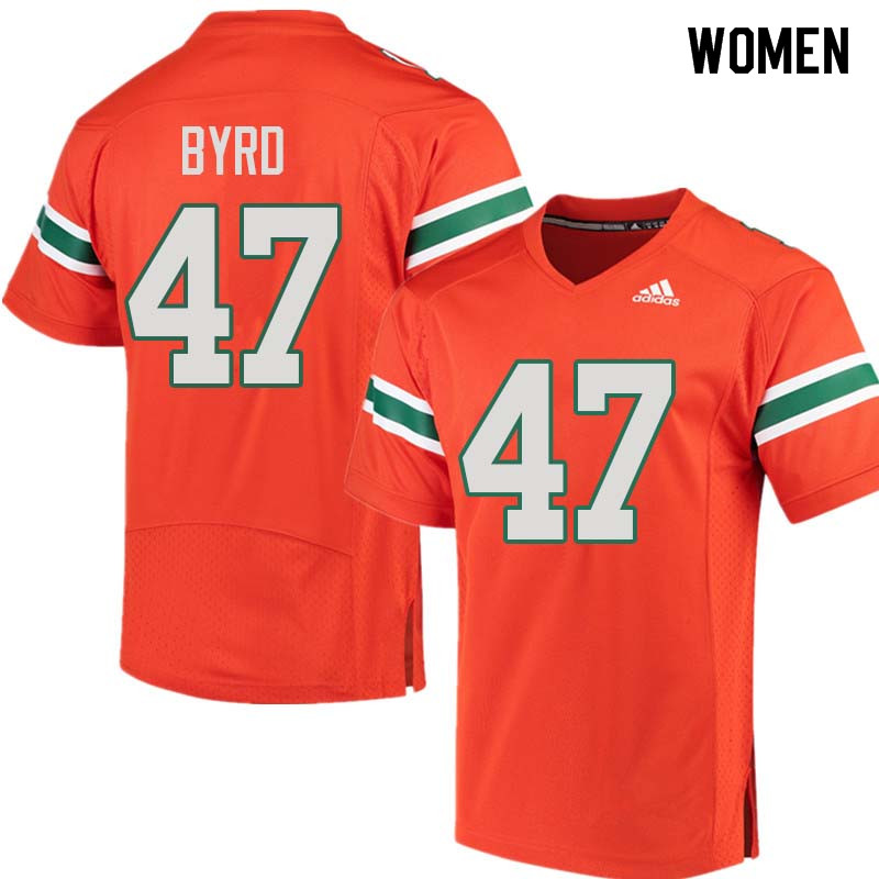 Women Miami Hurricanes #47 LaRon Byrd College Football Jerseys Sale-Orange